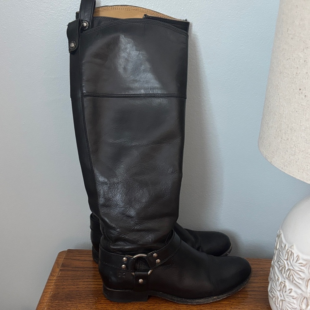 Frye Black Leather Riding Boots